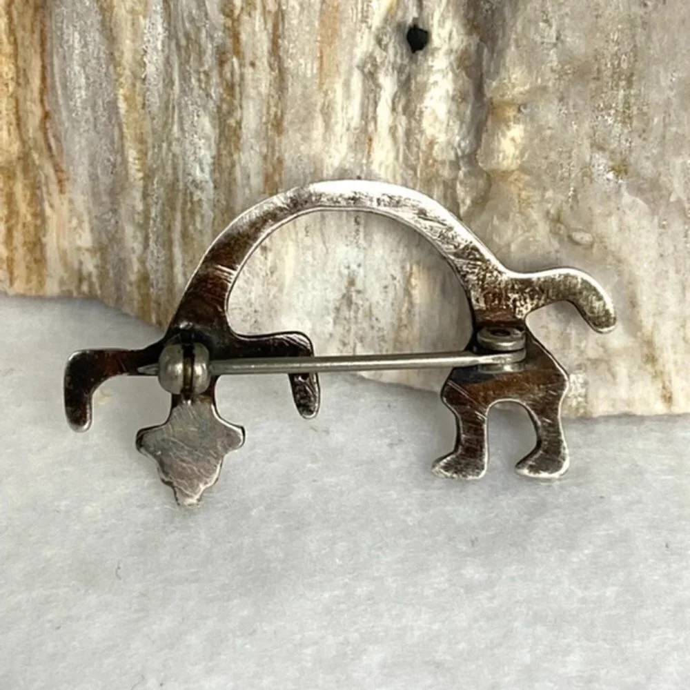Vintage Sterling Silver 925 Southwest Yei Kachina Figural Stampwork Brooch Deity